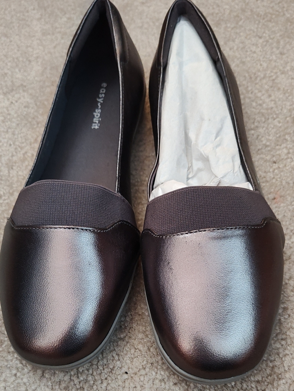 Easy Spirit Women's Shimmery Dark Brown Slip-On Loafers